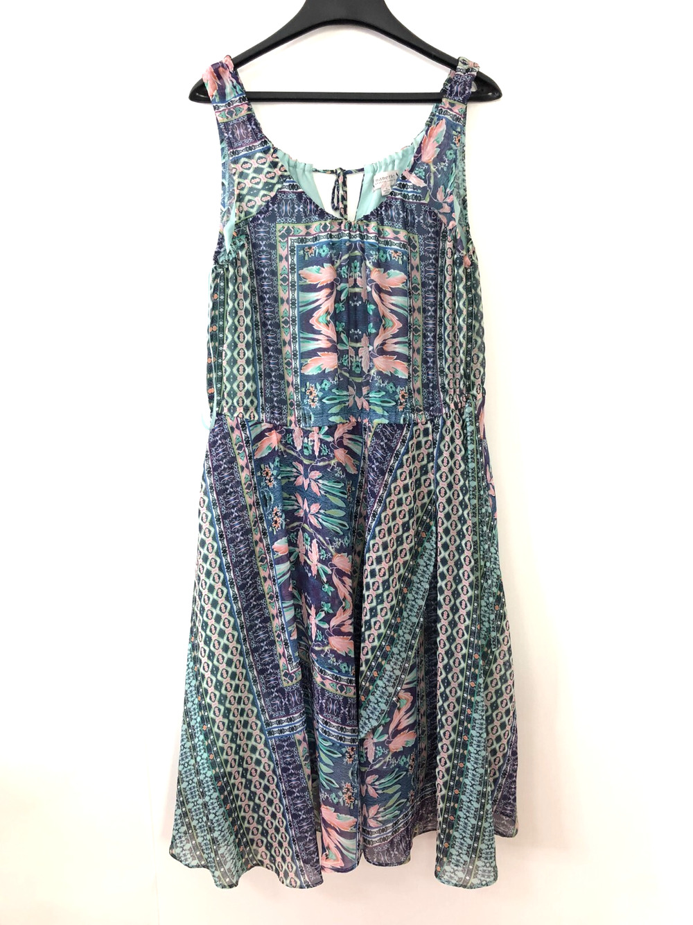 Nanette Lepore 16 BOHO A-Line Below Knee Midi 44 In Dress All Over Print